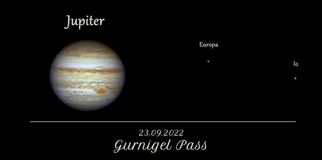Jupiter with moons Europe and Io